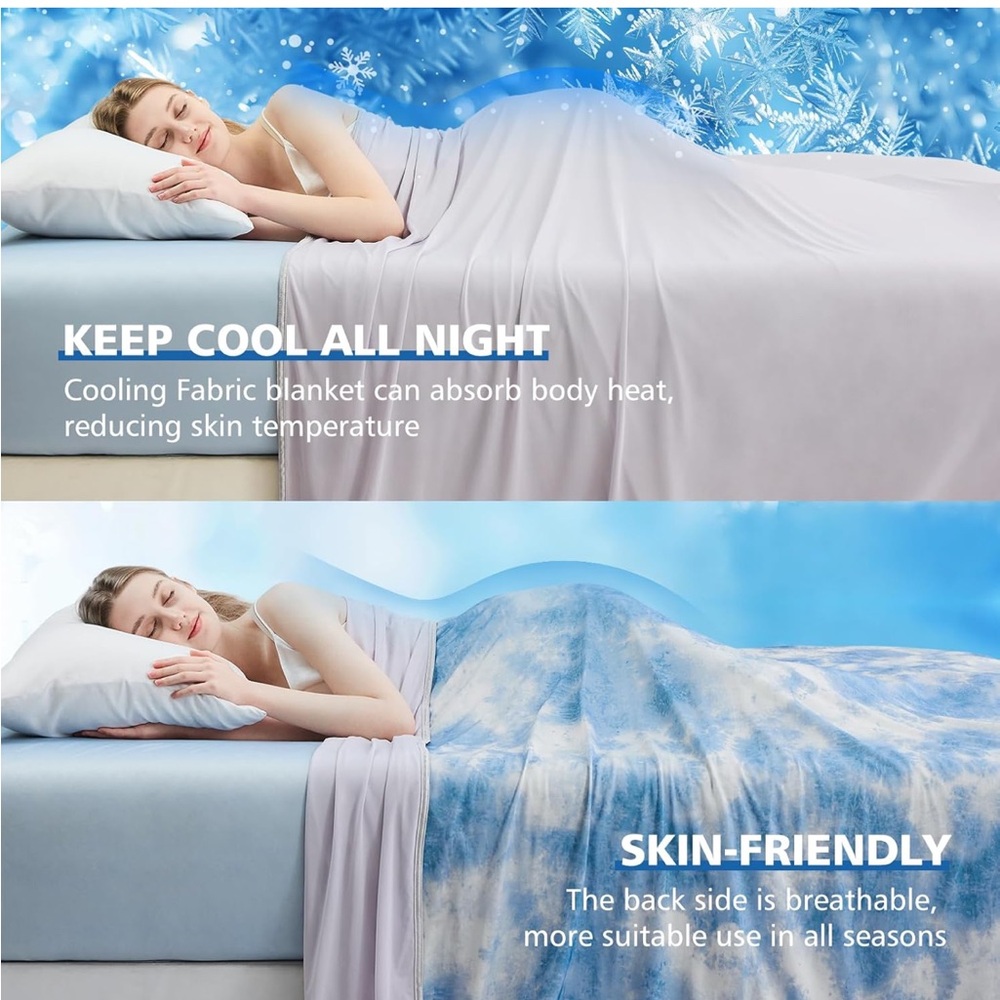 EMME Cooling Blanket 50x70 Q-Max 0.5 Ice Blanket Hot Sleepers Night Sweats Blue - Picture 4 of 4